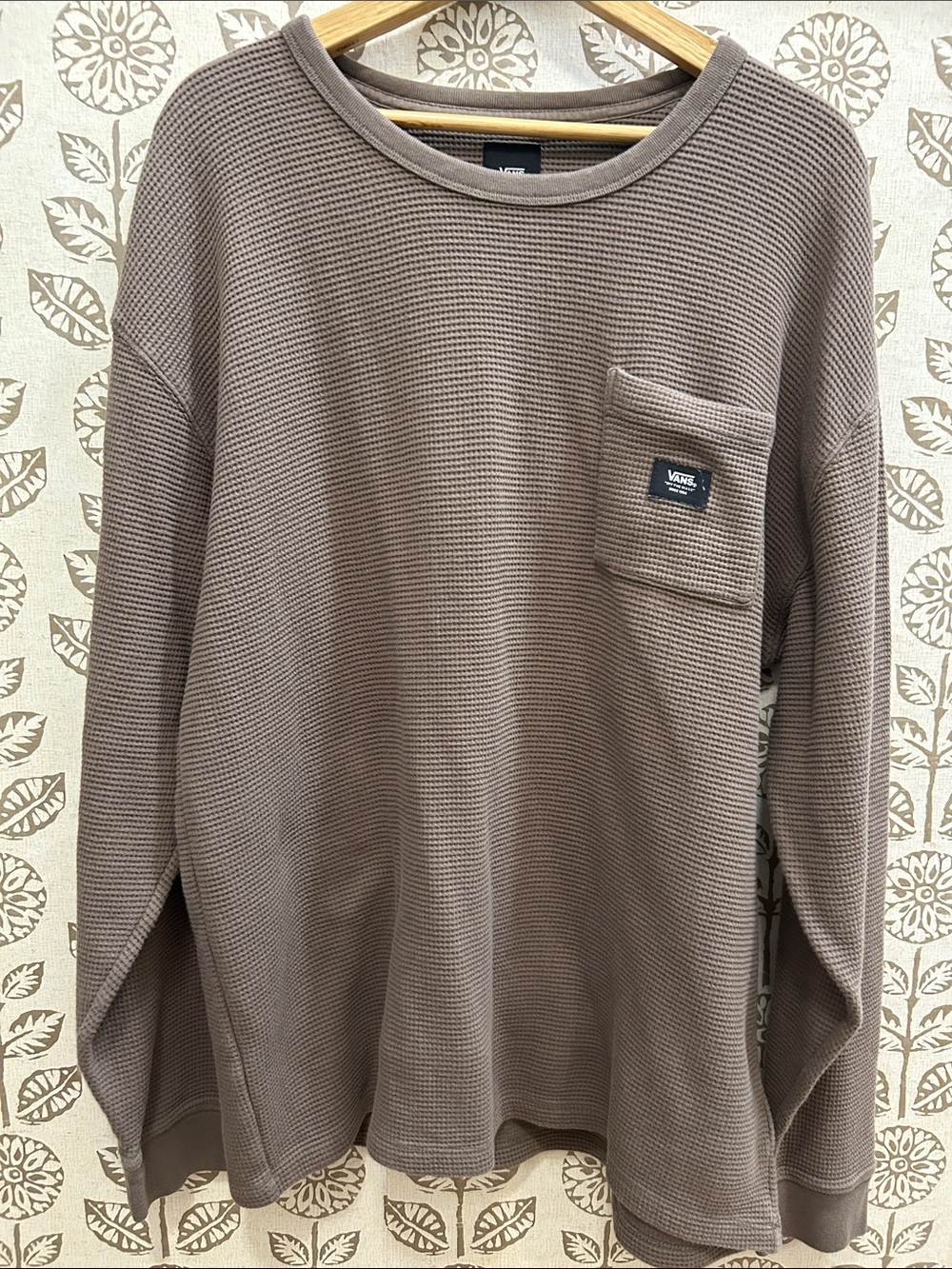 Vans Taupe Crewneck Waffle Knit Sweater